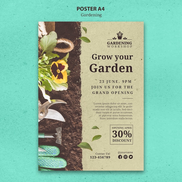 Free PSD gardening poster template design