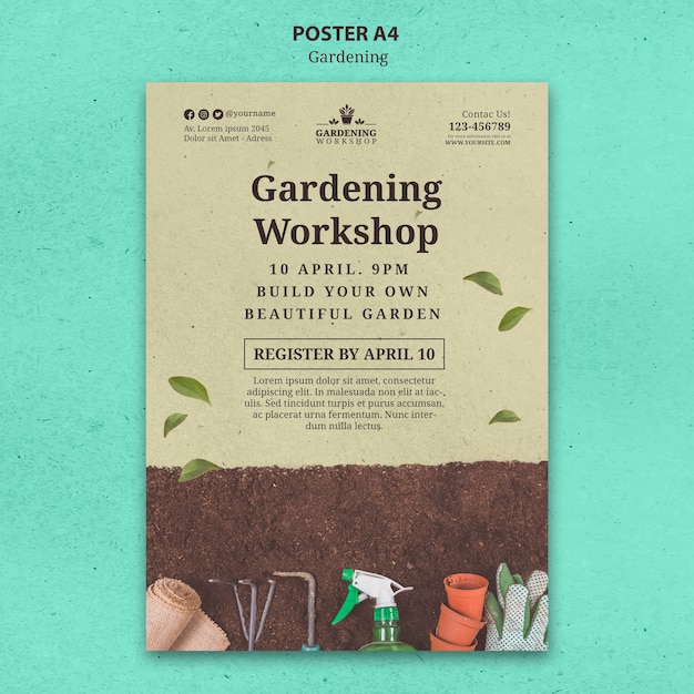 Gardening poster template design