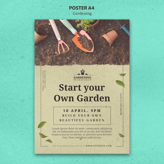 Gardening poster template design