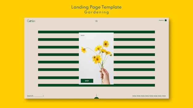 Free PSD gardening shop landing page template with flowers