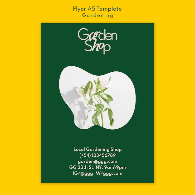 Gardening shop vertical flyer template with flowers