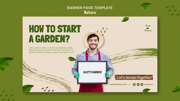 Free PSD gardening tips horizontal banner