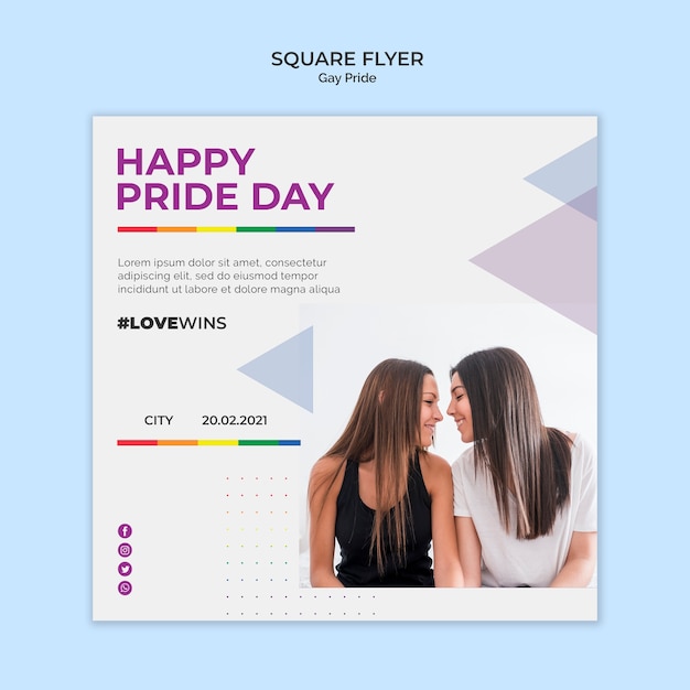 Free PSD gay pride square flyer