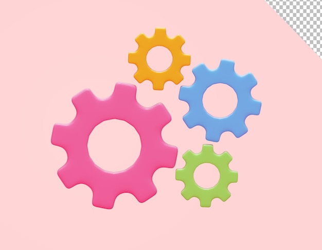 Gear teamwork concept business element engine machine factory development web icon 3d illustration