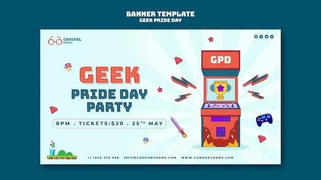 Free PSD geek pride day banner template