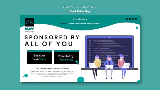 Free PSD geek pride day banner theme