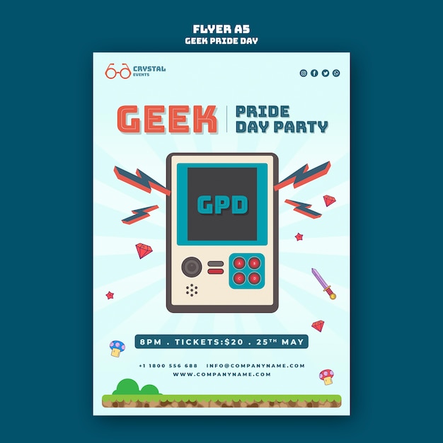 Geek pride day flyer template