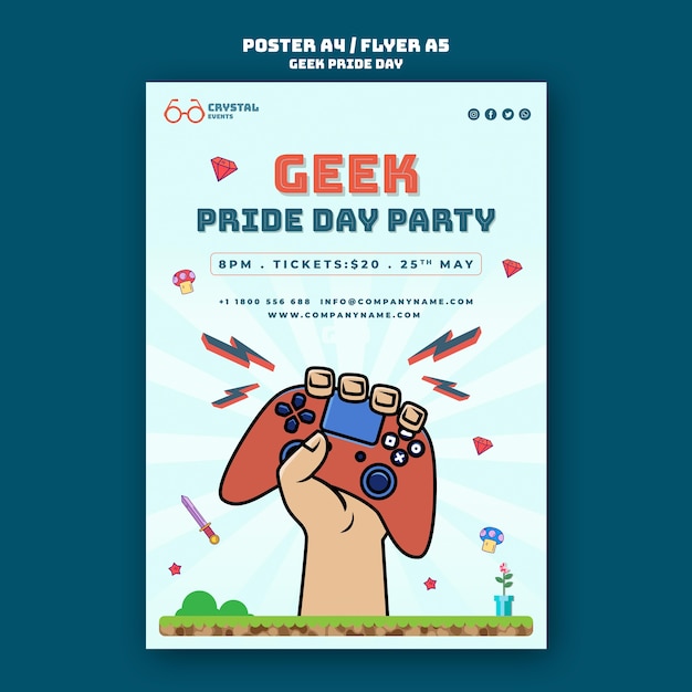 Geek pride day poster template