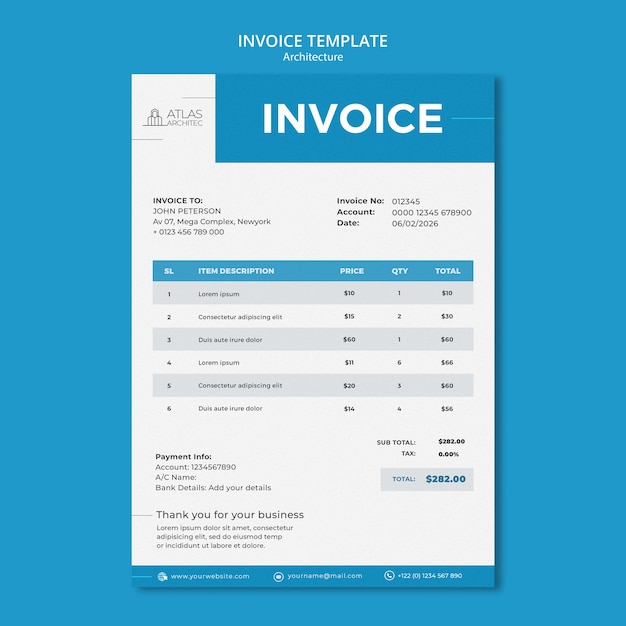 Geometric architecture project invoice