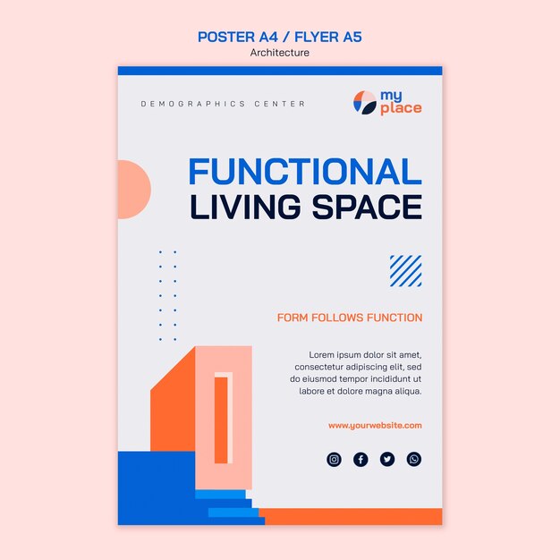 Free PSD geometric  architecture project poster template