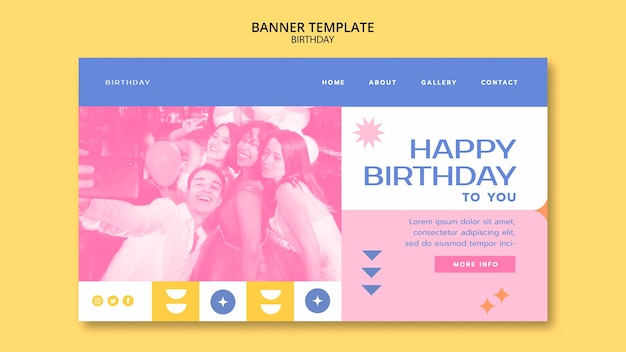 Free PSD geometric birthday celebration banner template