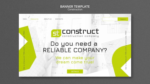 Free PSD geometric construction project banner