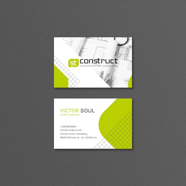 Free PSD geometric construction project business card