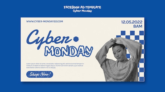 Free PSD geometric cyber monday facebook template