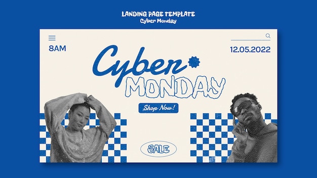 Free PSD geometric cyber monday landing page