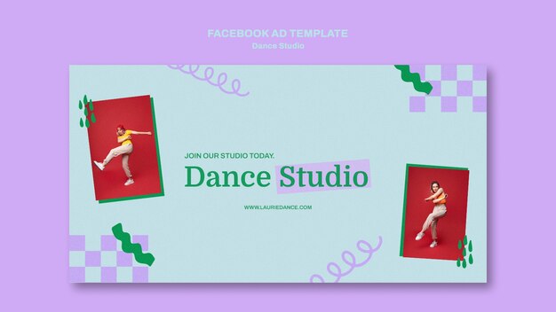 Geometric dance studio facebook template