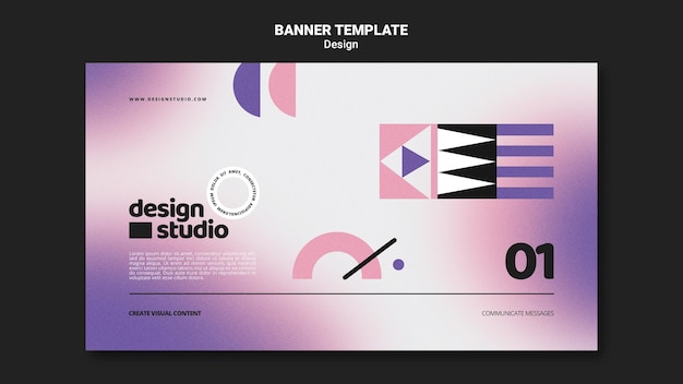 Geometric horizontal banner template for design studio