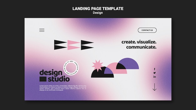 Free PSD geometric landing page template for design studio