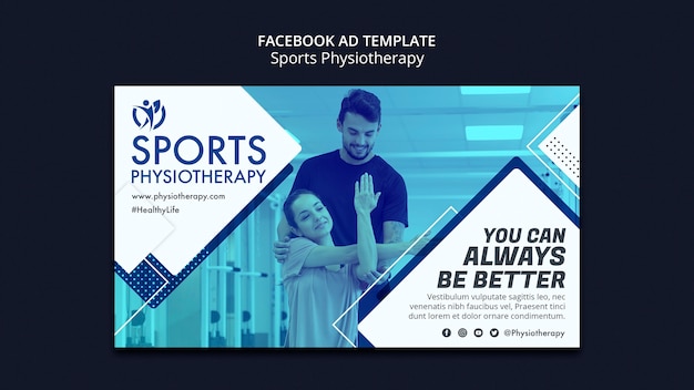 Free PSD geometric physiotherapy care facebook template