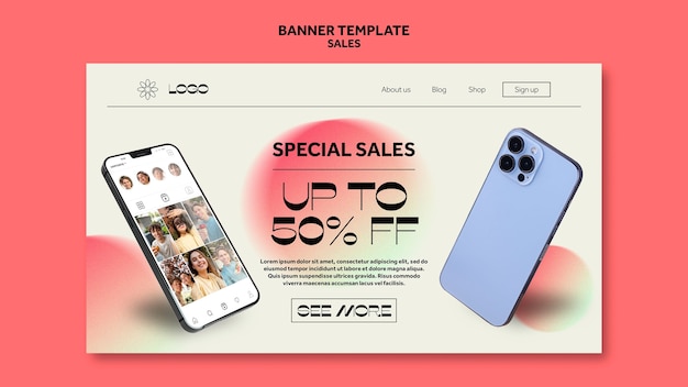 Free PSD geometric sales discount banner template