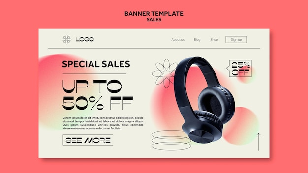 Free PSD geometric sales discount banner