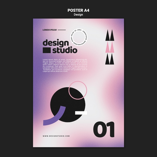 Free PSD geometric vertical poster template for design studio