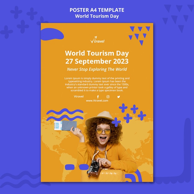 Free PSD geometric world tourism day poster