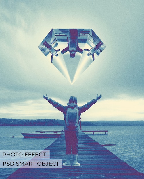 Free PSD geometrical reflection photo effect