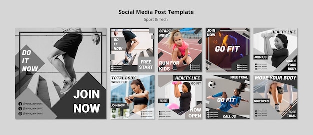 Free PSD get fit social media post template