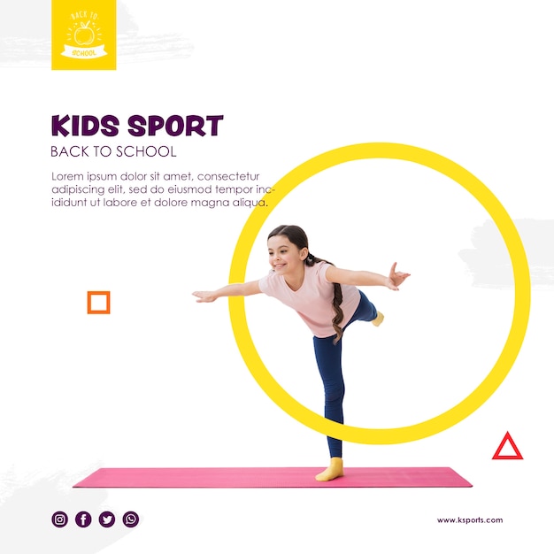 Girl balancing for kids sport template