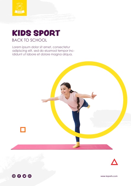 Girl balancing for kids sport template