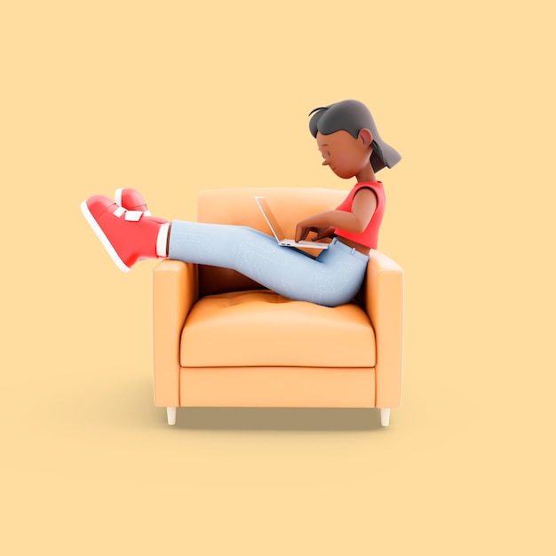 Girl character sitting on chair