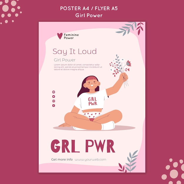 Free PSD girl power poster template