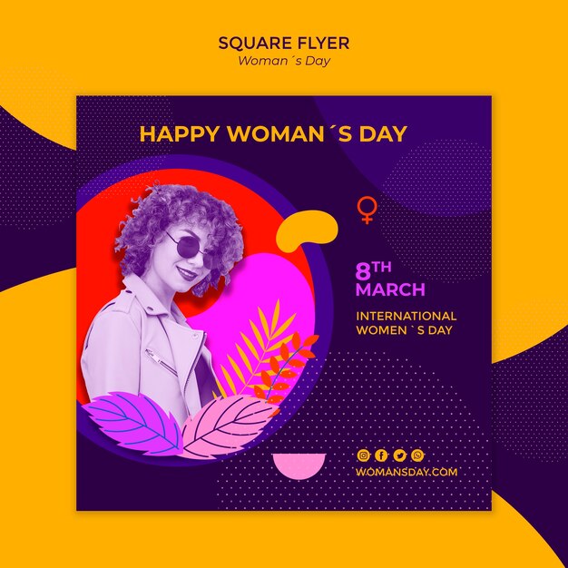 Girl with sunglasses women's day square flyer