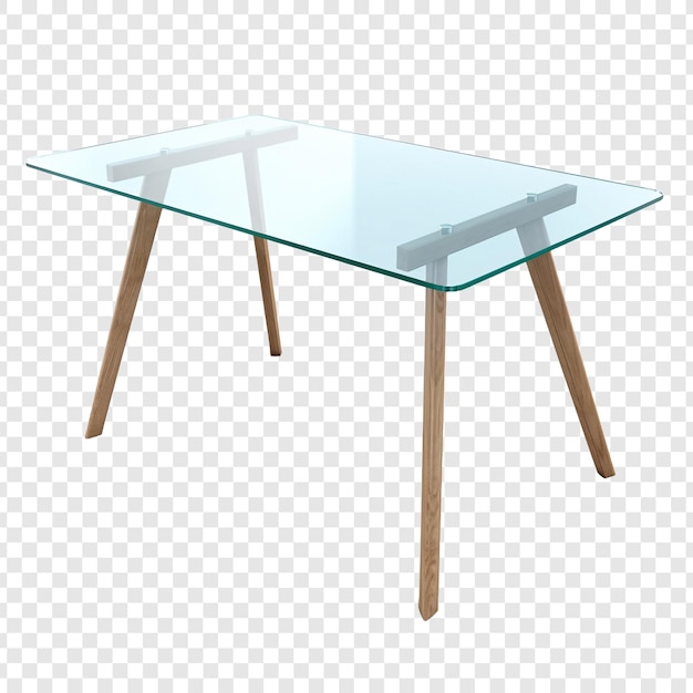 Free PSD glass table isolated on transparent background