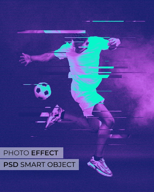 Free PSD glitch duotone photo effect