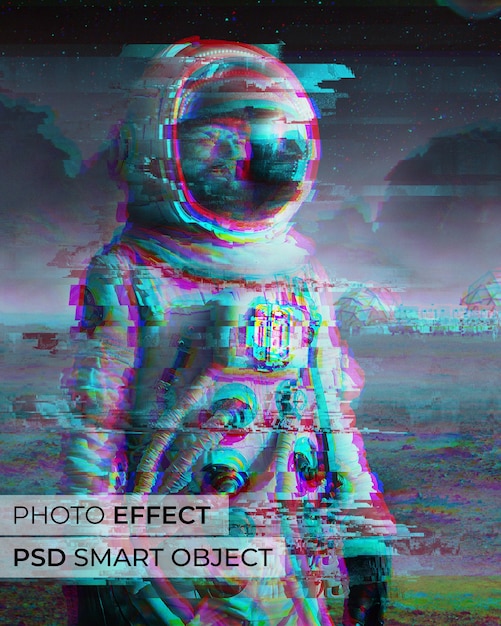 Free PSD glitch photo effect design