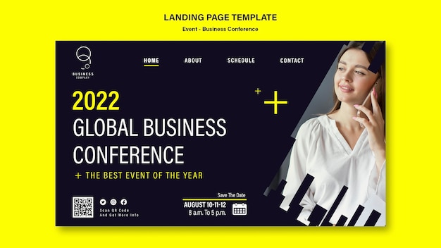 Free PSD global business conference landing page template