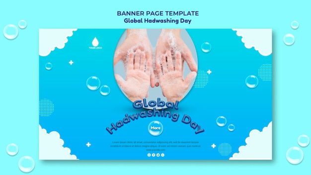 Free PSD global handwashing day banner concept template