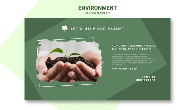 Free PSD global warming affecting the plants banner template