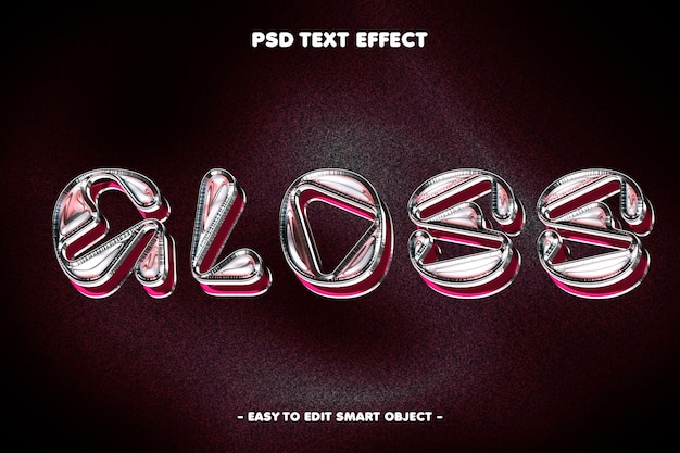 Free PSD glossy metallic chrome text effect