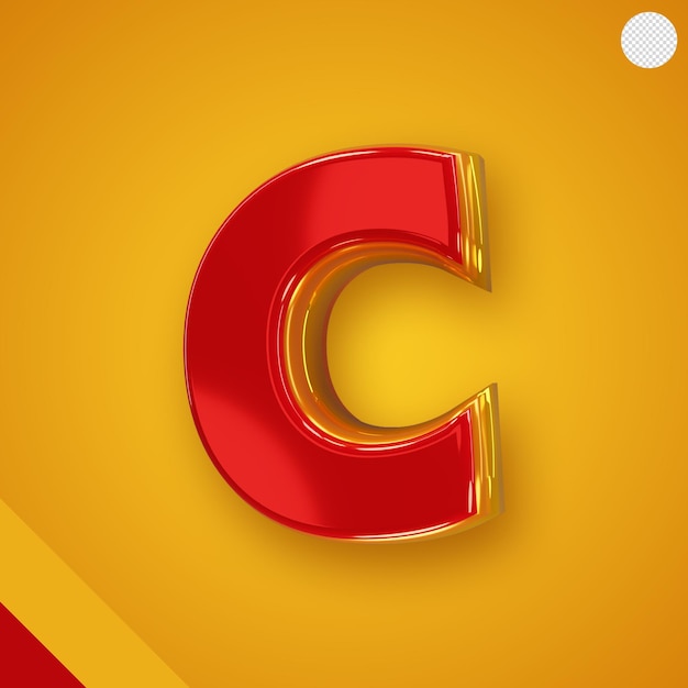 Free PSD glossy red alphabet with yellow 3d letter c