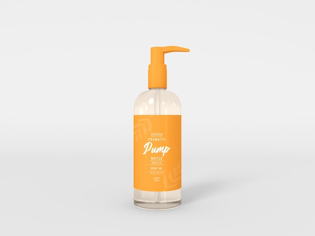 Free PSD glossy transparent cosmetic pump bottle packaging mockup