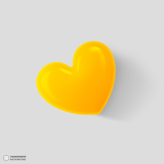 Free PSD glossy yellow heart icon 3d render illustration