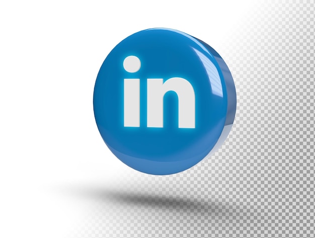 Free PSD glowing linkedin logo on a realistic 3d circle