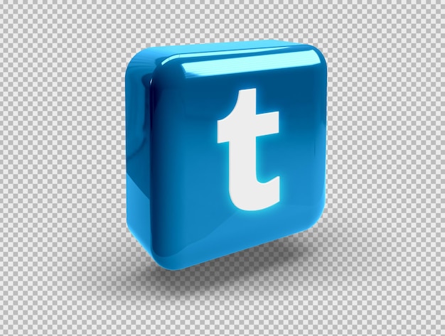 Free PSD glowing realistic 3d square button with tumblr icon