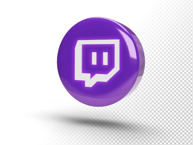 Glowing Twitch logo on a realistic 3D circle