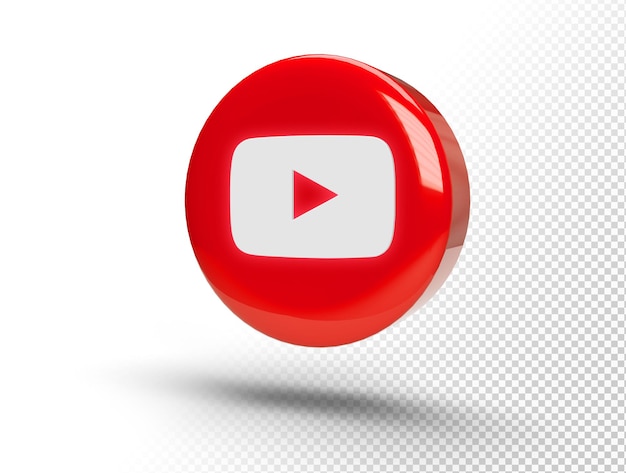 Free PSD glowing youtube logo on a realistic 3d circle