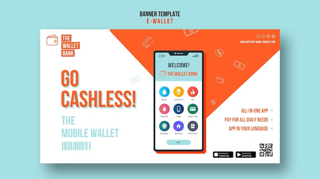 Free PSD go cashless horizontal banner