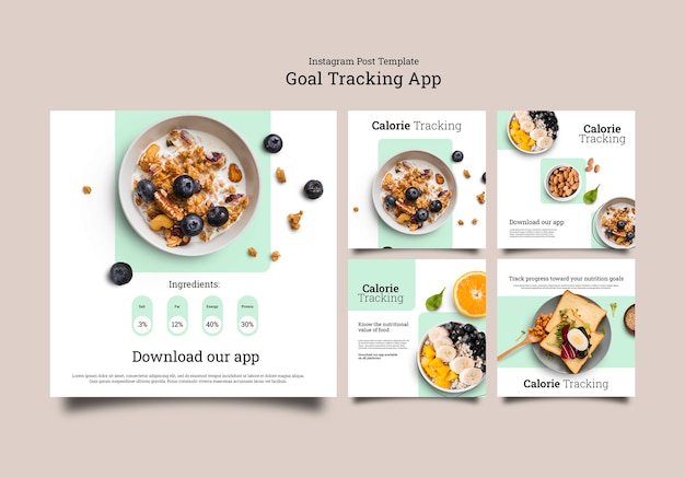 Free PSD goal tracking app instagram posts template